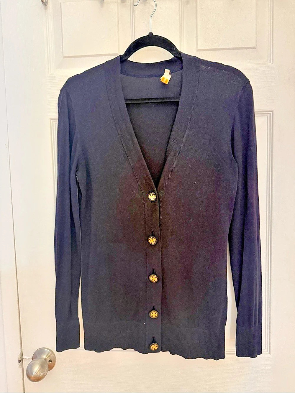 Tory Burch Cotton Cardigan in navy Blue